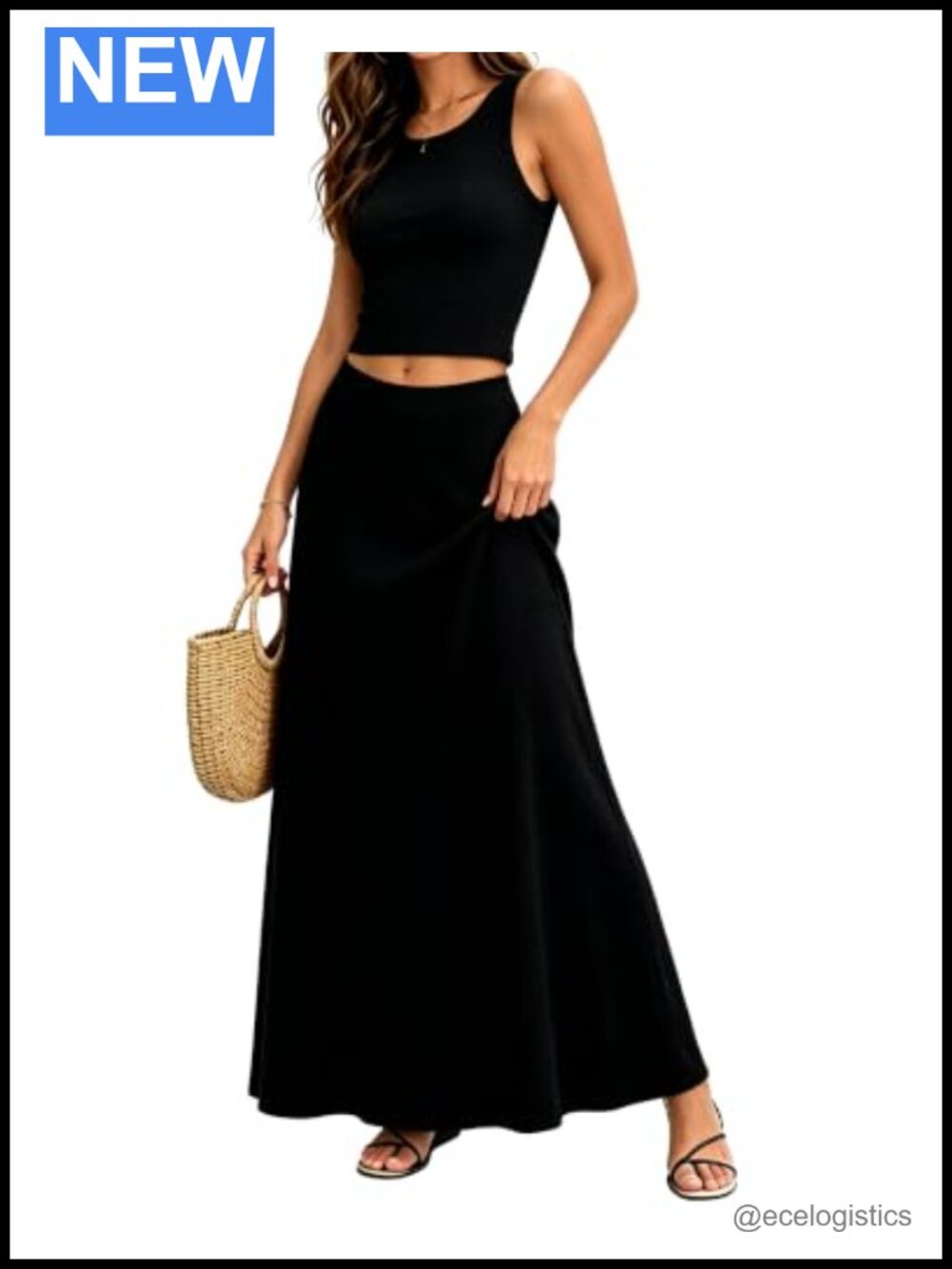 Women's 2 Piece Ribbed Knit Lounge Skirt Set Sleeveless